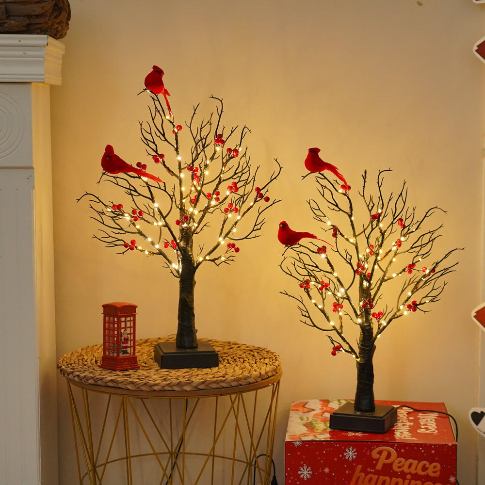 JORIX Easter Gift 50cm Birch Tree Twig Tree Lamp Pre-Lit 60 Warm White LED Lights USB & Battery Operated Tabletop Artificial Tree Lamp for Home, Party, Wedding Decor Gift