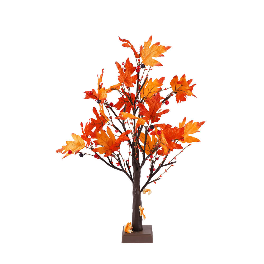 2 - Chinese Artificial LED Lighted Red Maple Leaf Tree Bonsai