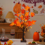 1 – Chinese Artificial LED Lighted Red Maple Leaf Tree Bonsai