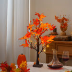 1 – Chinese Artificial LED Lighted Red Maple Leaf Tree Bonsai