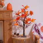 1 – Chinese Artificial LED Lighted Red Maple Leaf Tree Bonsai