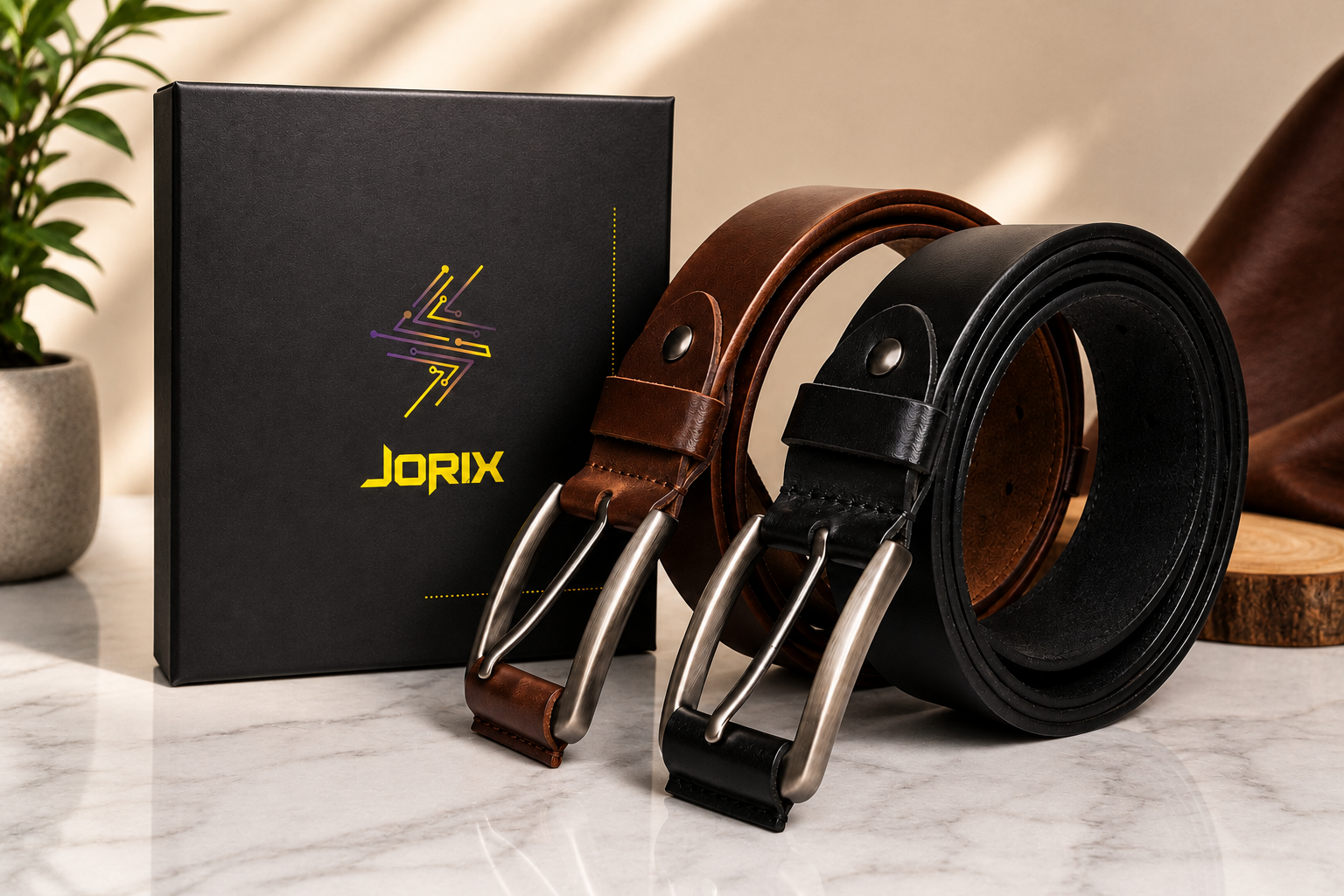 Men's 100% Genuine Buffalo Leather Belt – 3.5cm Classic Formal & Casual Belt – Black & Brown