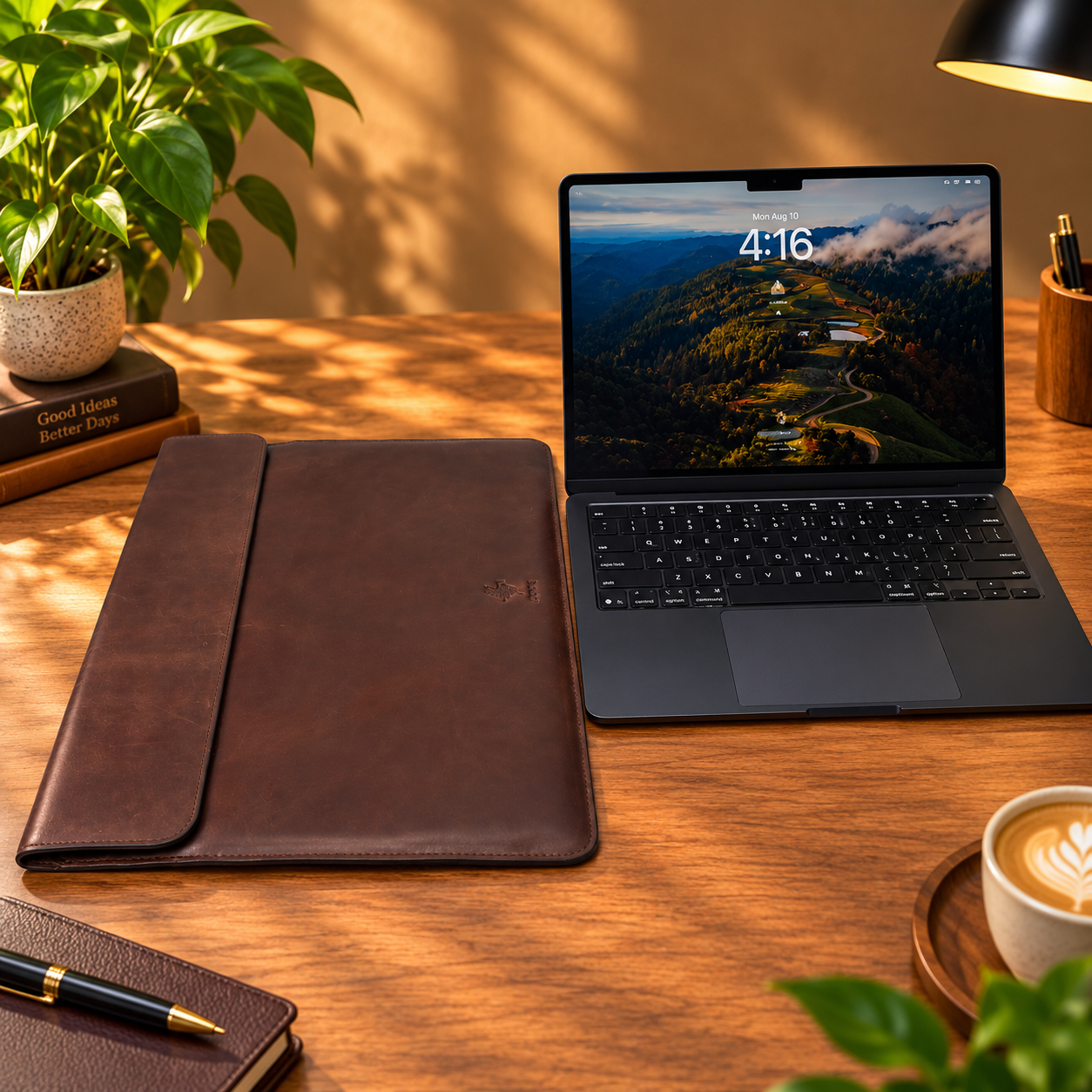 JORIX 100% Genuine Full Grain Cow Leather Laptop Sleeve – Dark Chocolate
