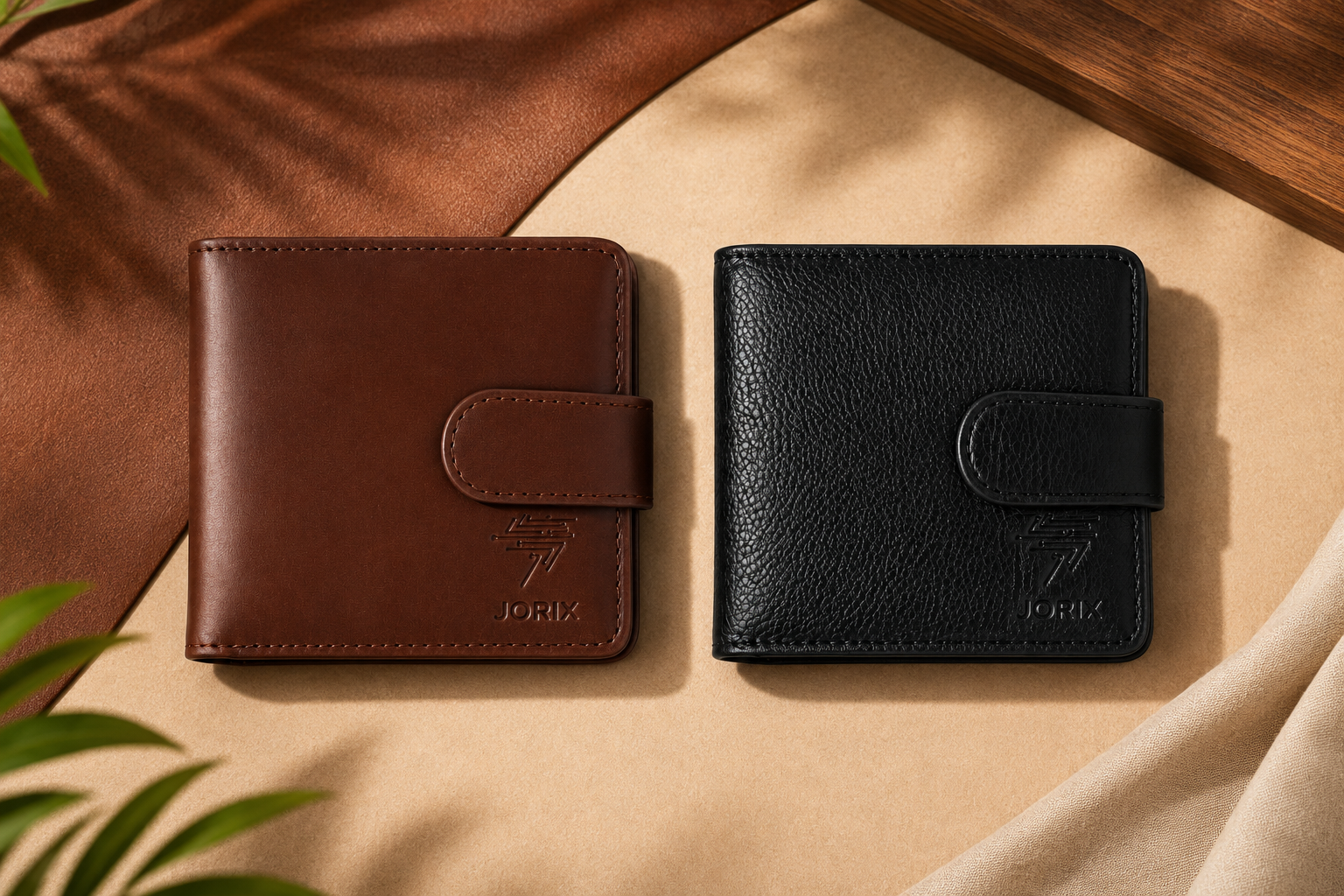 Men's 100% Genuine Cow Leather Bifold Short Wallet – Black & Brown | Coin Pocket, ID Window & Card Holder