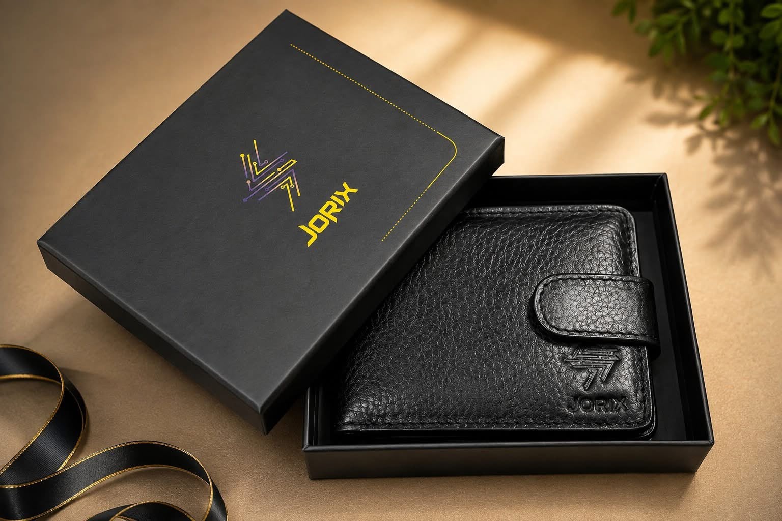 Men's 100% Genuine Cow Leather Bifold Short Wallet – Black | Coin Pocket, ID Window & Card Holder